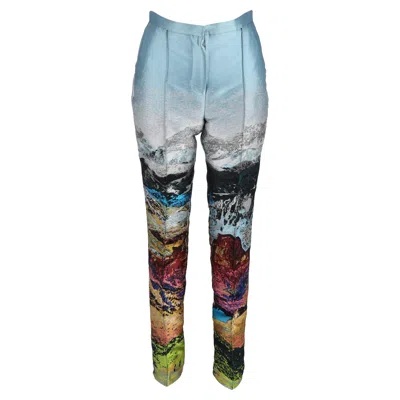 Mary Katrantzou Embroidered Print Trousers In Multicolor Satin In Multi