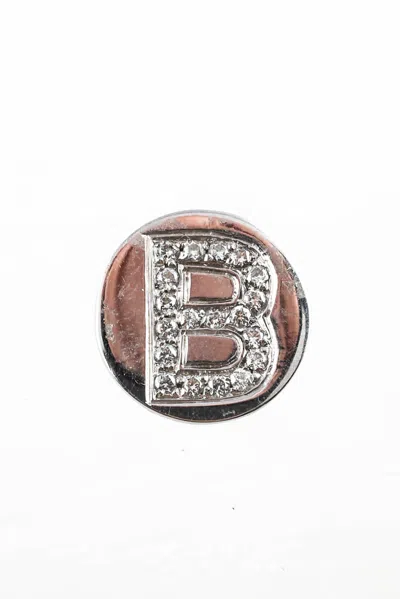 Spallanzani Sterling Silver Diamond Initial B Letter Magnetic Round Charm In Silver