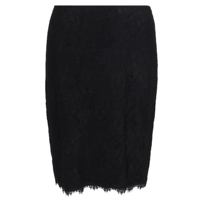 Diane Von Furstenberg Scalloped Pencil Skirt In Black Polyester In Black