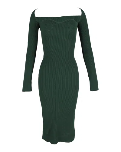 Khaite Beth Ribbed-knit Midi Dress In Green Viscose In Green