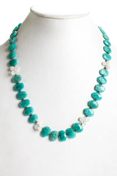 Rarities Womens Sterling Silver Gold Plated Amazonite Moonstone Beaded Toggle Necklace 22" In Blue
