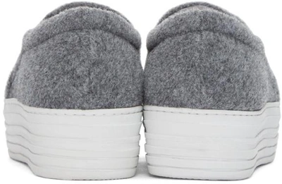 Shop Joshua Sanders Grey Felt Ny Slip-on Sneakers