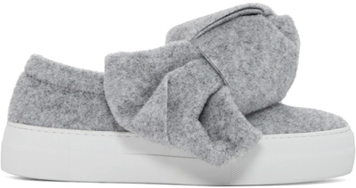 Joshua Sanders Grey Felt Bow Slip-on Sneakers