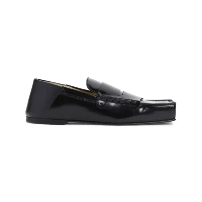 Shop Jacquemus Square Toe Leather Loafers For Women In Black