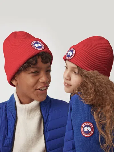 Canada Goose Kids Arctic Toque Beanie Hat In Red