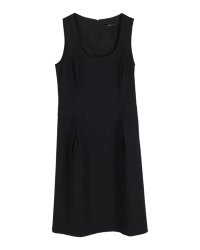 Hugo Boss Sleeveless Shift Dress In Black Wool In Black