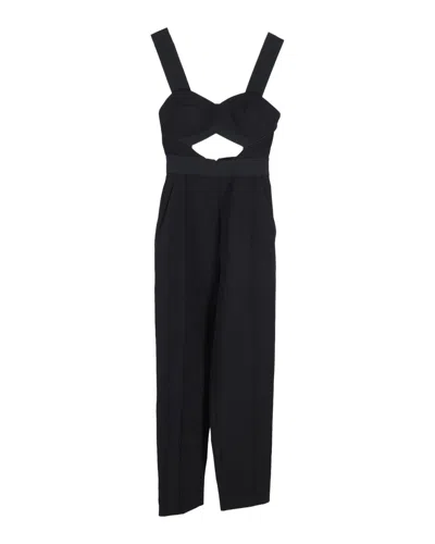 SELF-PORTRAIT LULU TAPERED LEG JUMPSUIT IN BLACK POLYESTER 