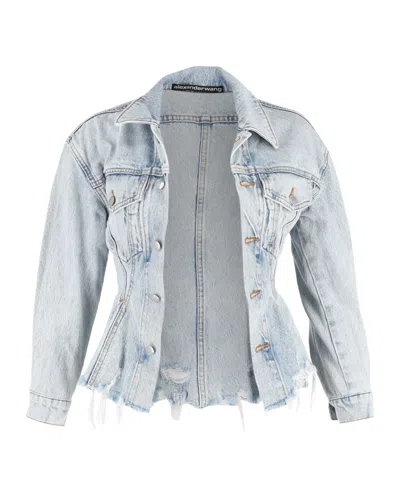 Alexander Wang Sculpted Denim Jacket In Light Blue Cotton