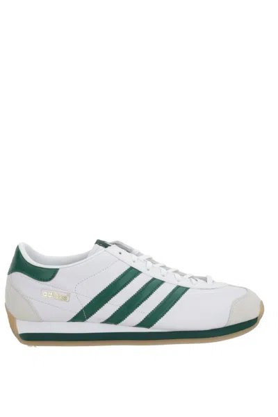 Adidas Originals Japan Country Sneakers Low-top Rubber Stripes In Cloud White+green+white