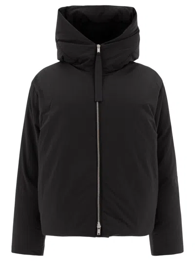 Jil Sander Boxy Fit Down Jacket W/hood In Black