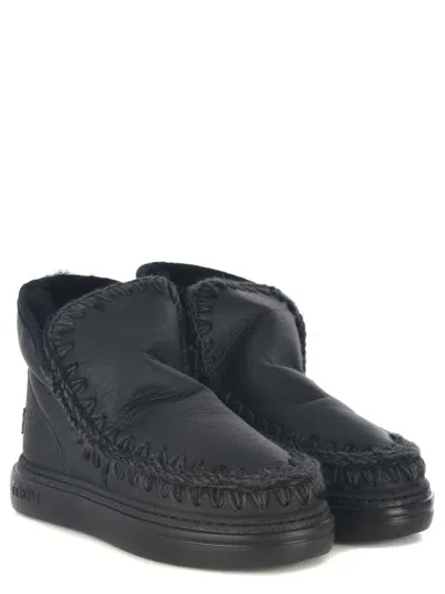 Mou Mini Eskimo Platform Boot In Black Suede In Black