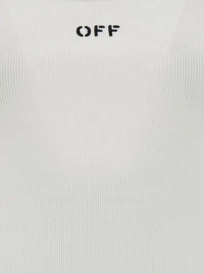 Off-white Off White Tank Top With Off Embroidery In White