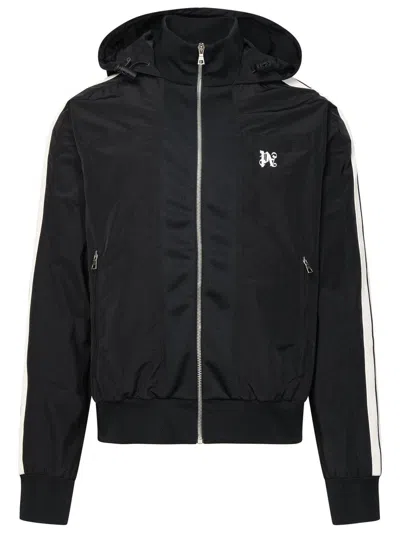 Palm Angels Nylon Blend Windbreaker With Ribbed Cuffs And Stand Collar In Black
