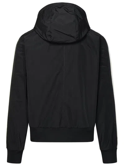 Palm Angels Nylon Blend Windbreaker With Ribbed Cuffs And Stand Collar In Black