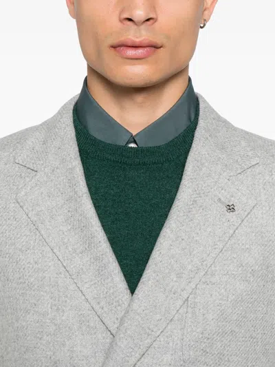 Tagliatore Double-breasted Tailored Wool Blend Jacket In Gray