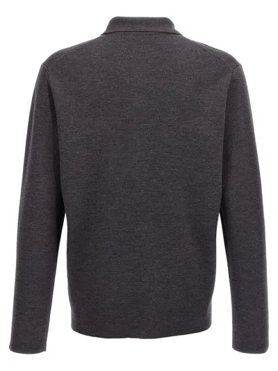 Zanone Classic Grey Wool Cardigan With Button Closure And Flap Pockets In Gray