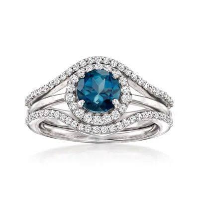Ross-simons London Blue Topaz And . White Topaz Jewelry Set: Ring And Ring Guard In Sterling Silver In Blue