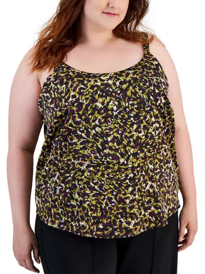 Bar Iii Plus Womens Scoop Neck Tank Shell In Multi