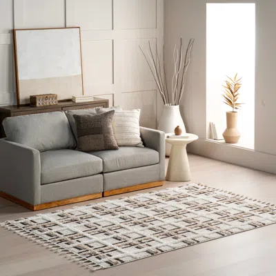 Nuloom Crimson High-low Plaid Tasseled Area Rug