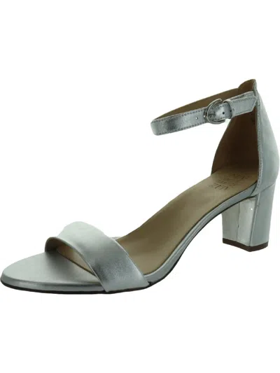 Naturalizer Vera Womens Open Toe Ankle Strap Heel Sandals In Silver