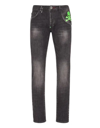 Philipp Plein Skull-print Straight-leg Jeans In Multi