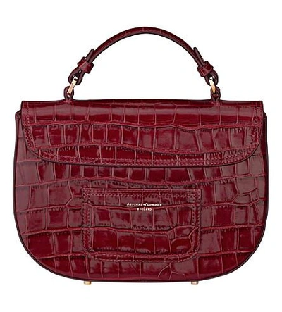 Shop Aspinal Of London Saddle Mock-croc Leather Saddle Bag In Burgundy