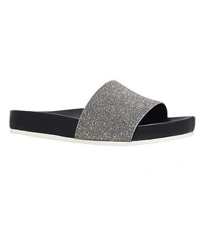 Shop Kg Kurt Geiger Missy Embellished Slider Sandals In Silver