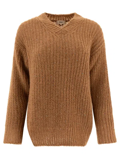 Shop Herno Sweater With Sequins Knitwear In Brown