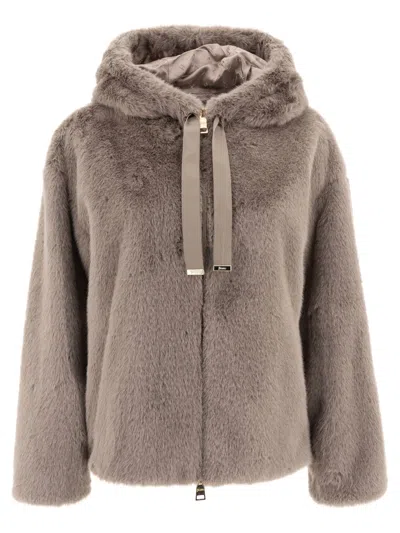 Shop Herno Faux Mink Fur Coats In Grey