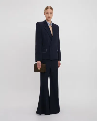 Shop Victoria Beckham Pointed Shoulder Jacket In Blue