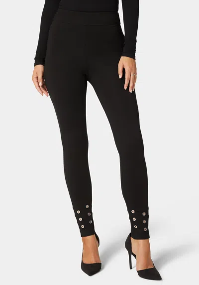 Bebe Natural Waist Grommet Detail Knit Legging In Black