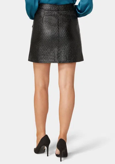 Bebe Zip Front Coated Twill Skirt In Black