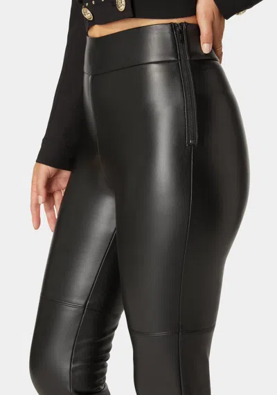 Bebe High Waist Vegan Leather Slim Leg Pant In Black