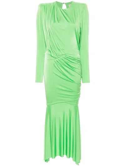 Alexandre Vauthier Long Pleated Maxi Dress With Asymmetric Hem