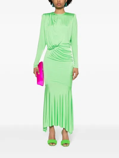 Alexandre Vauthier Long Pleated Maxi Dress With Asymmetric Hem