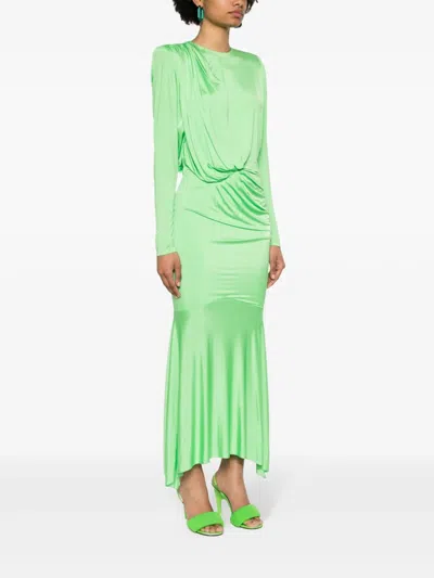 Alexandre Vauthier Long Pleated Maxi Dress With Asymmetric Hem