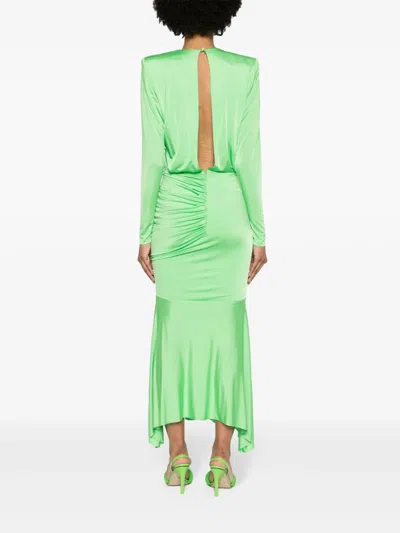 Alexandre Vauthier Long Pleated Maxi Dress With Asymmetric Hem