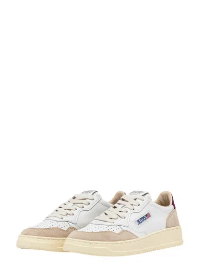 Shop Autry Medalist Low Sneakers In White And Fuchsia Leather And Suede