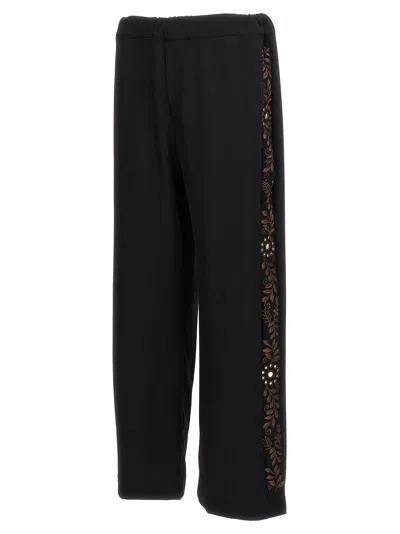 Wales Bonner Embroidered Waistband Wide Leg Trousers