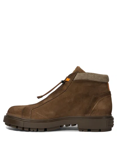 Santoni Suede Finish Ankle Boots With Rubber Sole