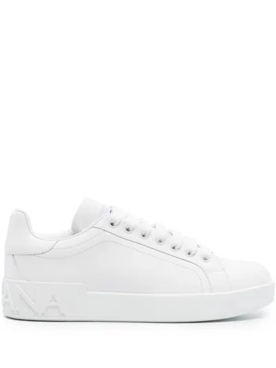 Dolce & Gabbana White Calfskin Portofino Sneakers