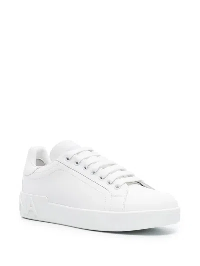 Dolce & Gabbana White Calfskin Portofino Sneakers