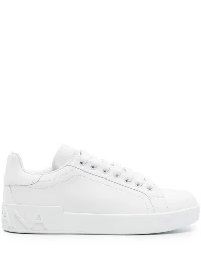 Dolce & Gabbana White Calfskin Portofino Sneakers
