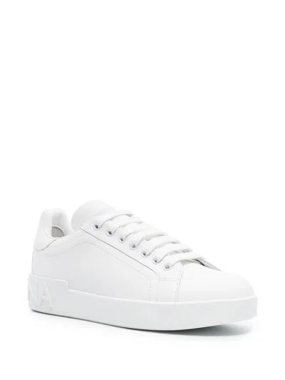 Dolce & Gabbana White Calfskin Portofino Sneakers