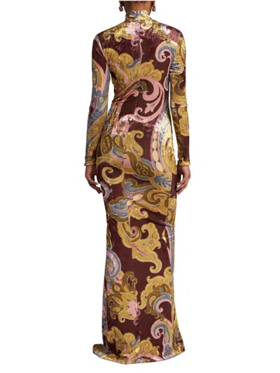 Shop Etro Long Dress With A Sheath Design