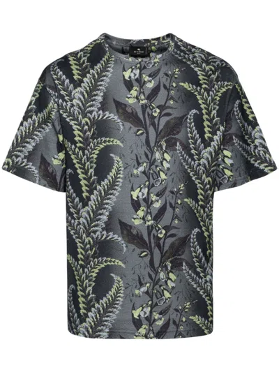 Shop Etro T Shirt With Foliage Print