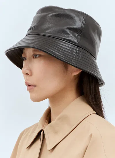 Chloé Chloe Leather Bucket Hat Women In Black
