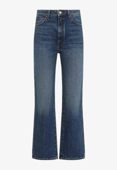 Shop Khaite Abigail Cropped Jeans In Blue