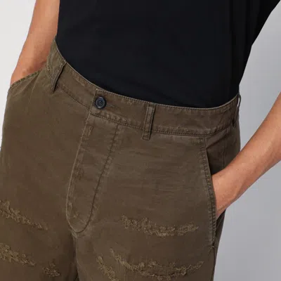 Dsquared2 Military Green Wide Trousers With Wear In Green