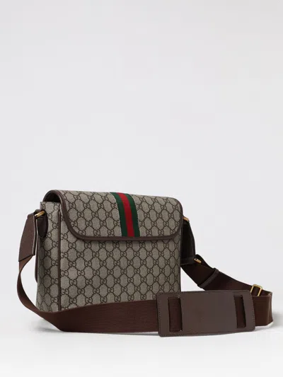 Gucci Ophidia Gg Supreme Fabric And Leather Shoulder Strap With Iconic Web Band In Cream